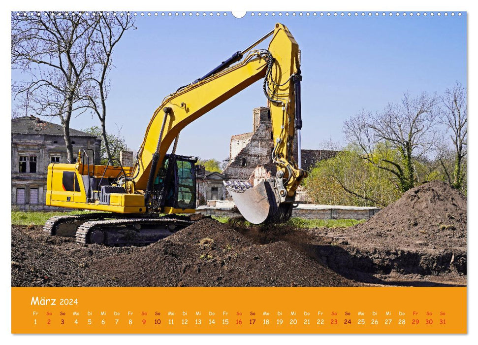 Machines de construction en utilisation (Calendrier mural CALVENDO Premium 2024) 