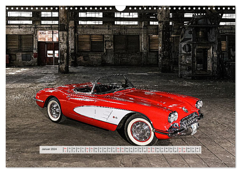 American Deam Car Corvette C1 (CALVENDO Wall Calendar 2024) 