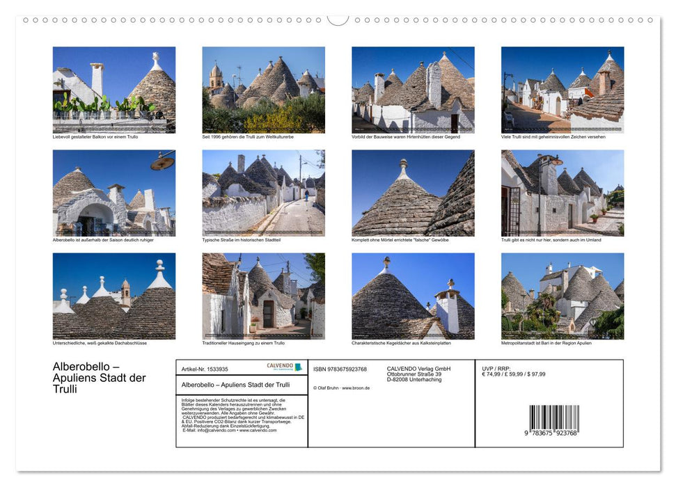 Alberobello – Apulia’s city of trulli (CALVENDO Premium Wall Calendar 2024) 