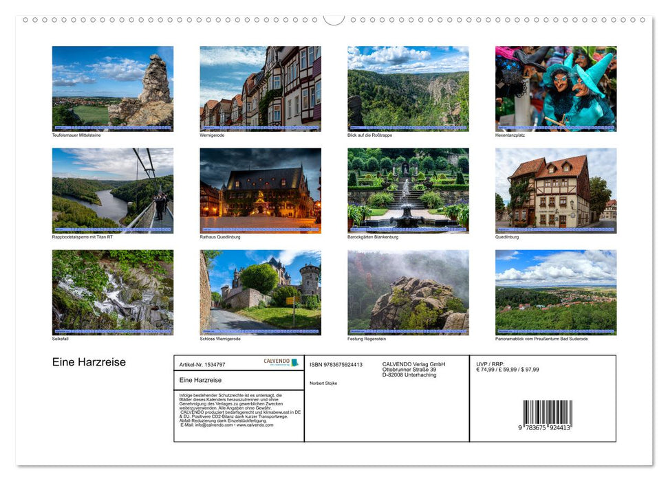 A trip to the Harz Mountains (CALVENDO Premium Wall Calendar 2024) 
