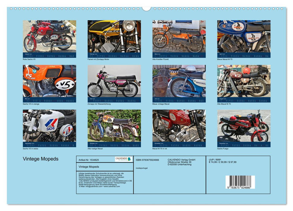 Vintage Mopeds (CALVENDO Premium Wall Calendar 2024) 