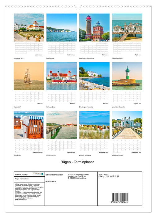 Rügen - Appointment Planner (CALVENDO Premium Wall Calendar 2024) 