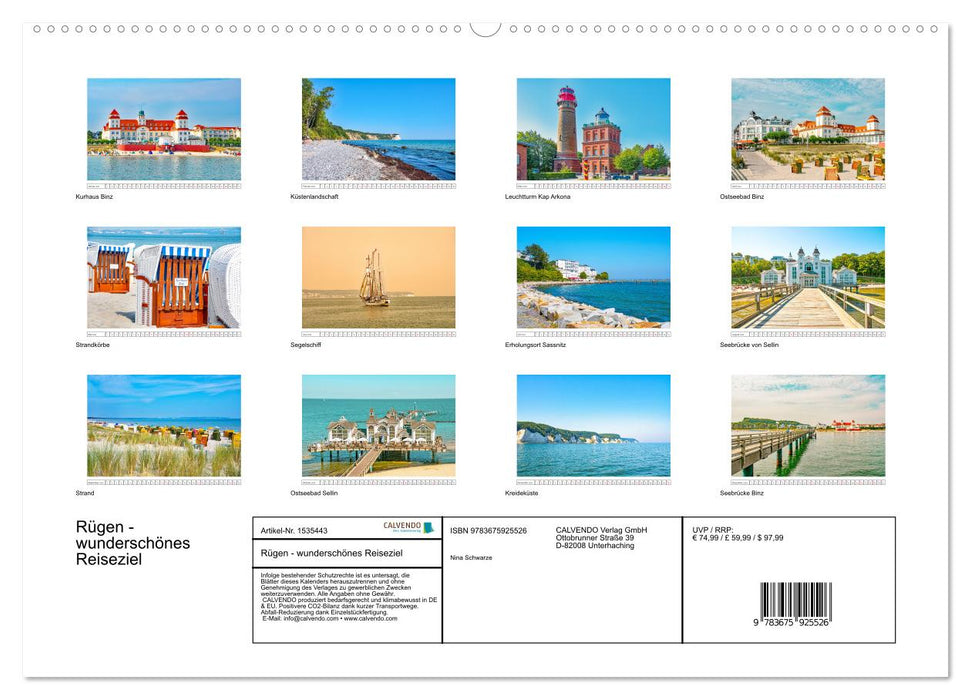 Rügen - wunderschönes Reiseziel (CALVENDO Premium Wandkalender 2024)