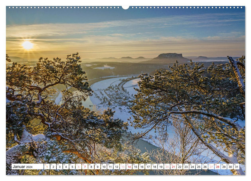 The Lilienstein through the seasons (CALVENDO Premium Wall Calendar 2024) 