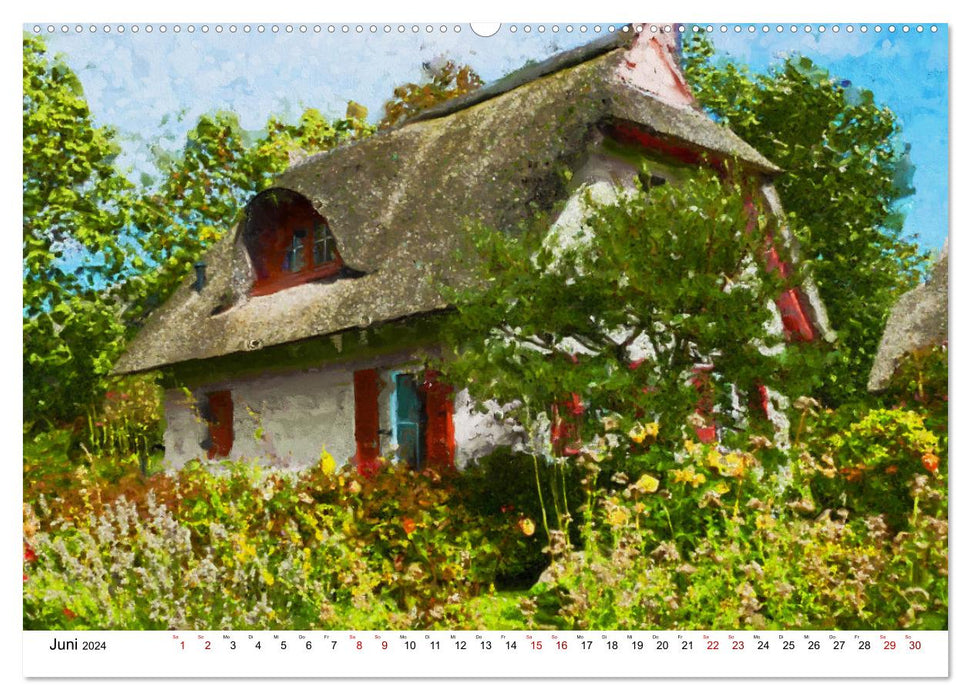 Rügen - Gemalte Ansichten der Ostseeinsel (CALVENDO Premium Wandkalender 2024)