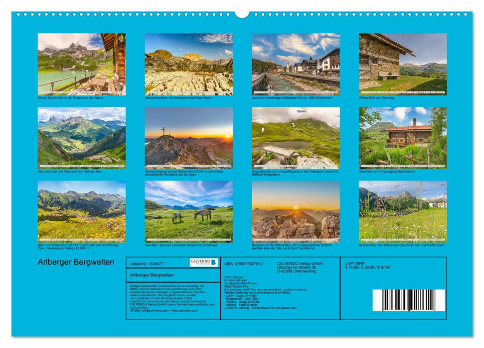 Arlberger Bergwelten (CALVENDO Premium Wandkalender 2024)