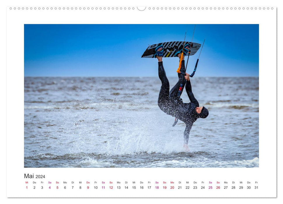 Faszination Wassersport - Windsurfen und Kitesurfen an Nord- und Ostsee (CALVENDO Premium Wandkalender 2024)