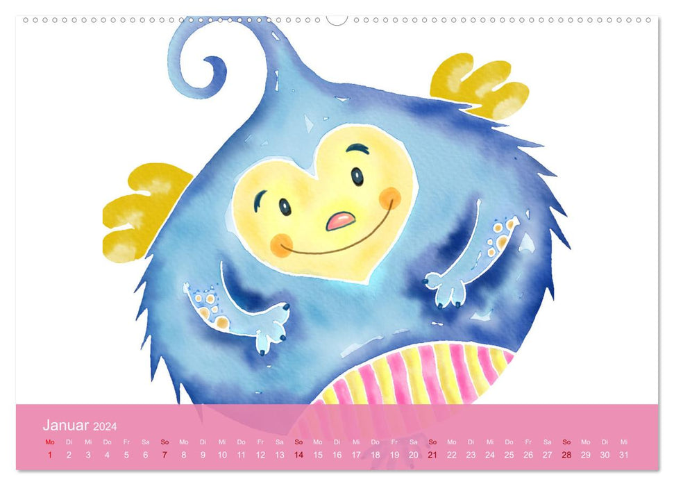 Glückliche Kindheit. Duftiger Aquarell Kinderkalender (CALVENDO Premium Wandkalender 2024)
