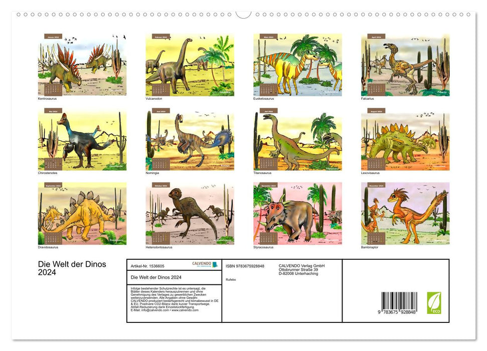 Die Welt der Dinos 2024 (CALVENDO Premium Wandkalender 2024)