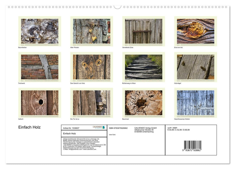 Einfach Holz (CALVENDO Wandkalender 2024)