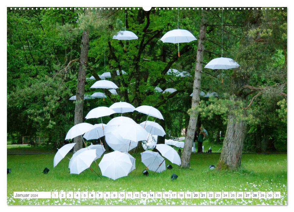 Umbrellas. Light installation idea and execution by the artist Thomas Mogendorf (CALVENDO Premium Wall Calendar 2024) 