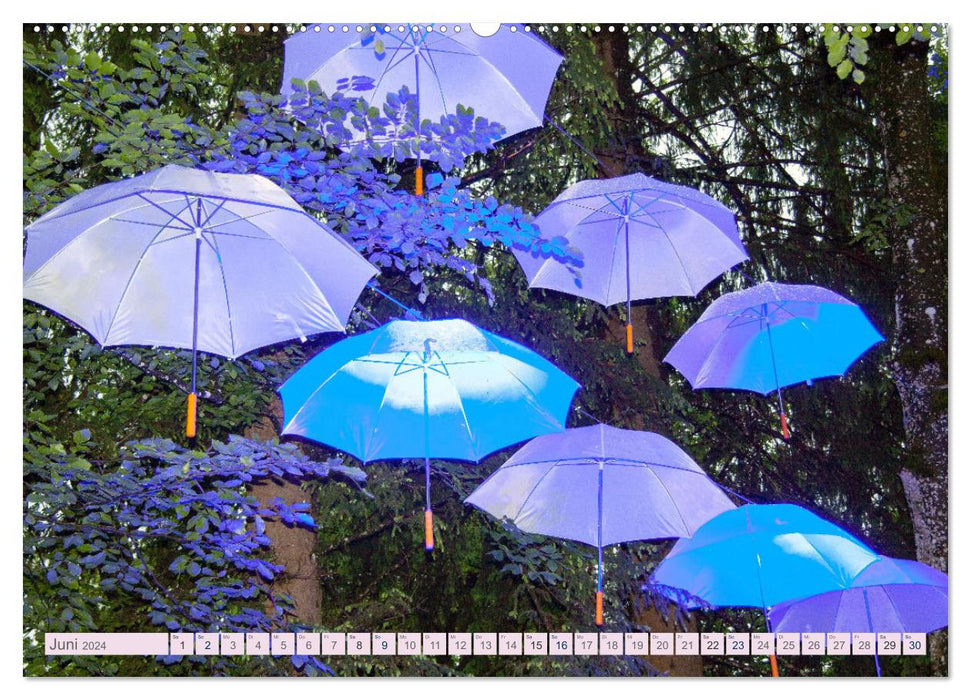 Parapluies. Idée d'installation lumineuse et exécution par l'artiste Thomas Mogendorf (CALVENDO Premium Wall Calendar 2024) 