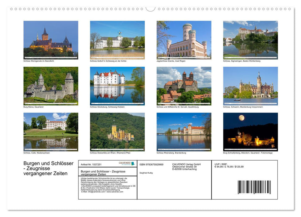 Burgen und Schlösser - Zeugnisse vergangener Zeiten (CALVENDO Premium Wandkalender 2024)