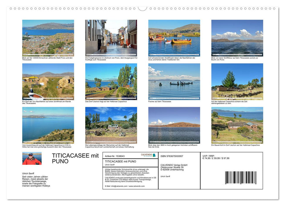 TITICACASEE mit PUNO, Südamerikas größter Süßwassersee (CALVENDO Premium Wandkalender 2024)