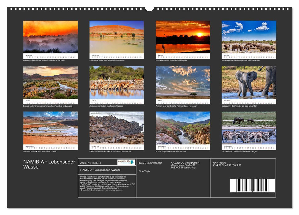 NAMIBIA • Lebensader Wasser (CALVENDO Wandkalender 2024)