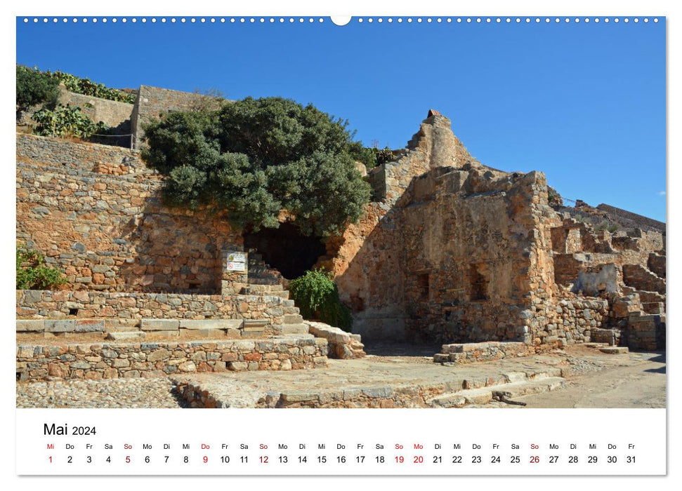Spinalonga - île au large de la Crète avec un passé historique (calendrier mural CALVENDO 2024) 