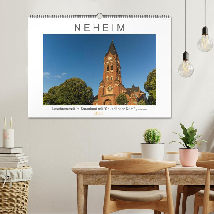 Neheim Ville Lumière avec « Cathédrale du Sauerland » (calendrier mural CALVENDO 2024) 