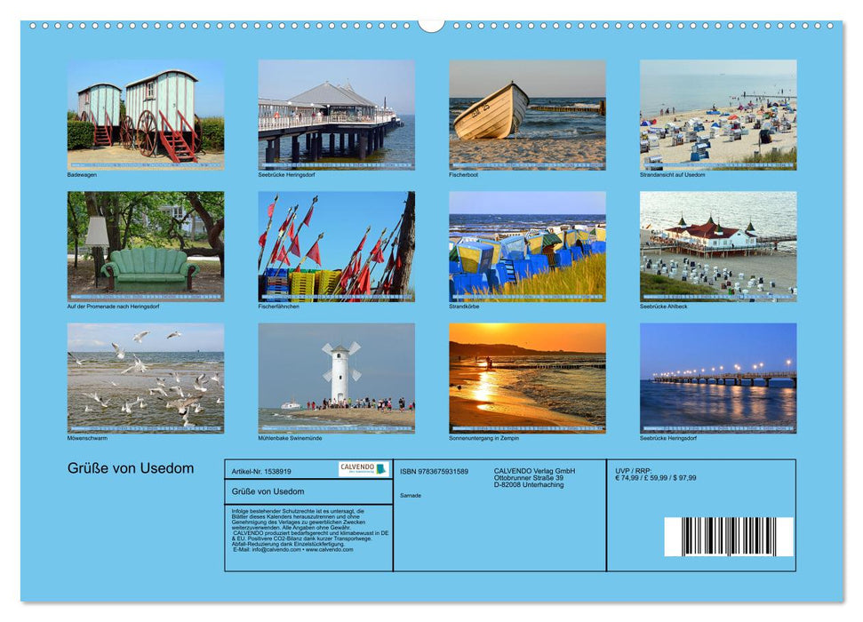 Salutations d'Usedom (Calendrier mural CALVENDO Premium 2024) 