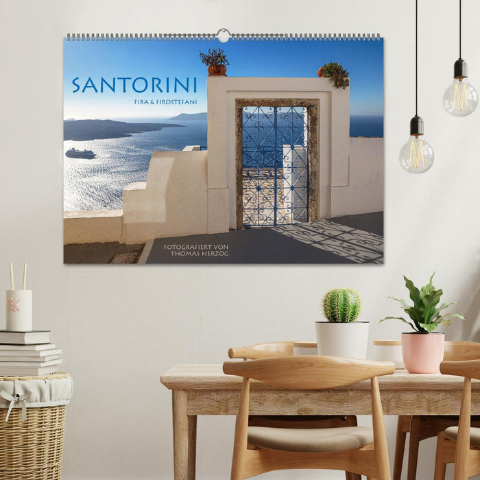 Santorini Fira & Firostefani (CALVENDO Wandkalender 2024)