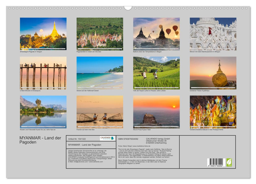 MYANMAR - Land der Pagoden (CALVENDO Wandkalender 2024)