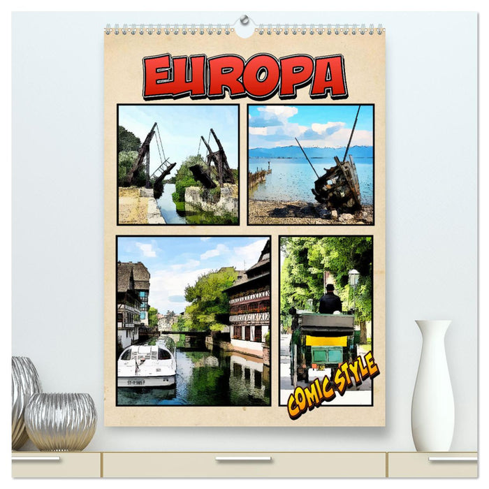 Europe – Style bande dessinée (Calvendo Premium Calendrier mural 2024) 