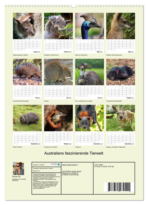 Australiens faszinierende Tierwelt (CALVENDO Premium Wandkalender 2024)