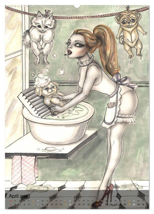 SEXY DOLLS - süße Pin-up Illustrationen, Zeichnungen, Grafiken und Malerei der Marke "Burlesque up your wall" von Sara Horwath (CALVENDO Premium Wandkalender 2024)