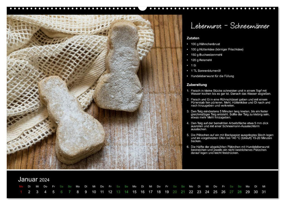 Cuisson des biscuits pour chiens - recettes pour toute l'année (calendrier mural CALVENDO 2024) 