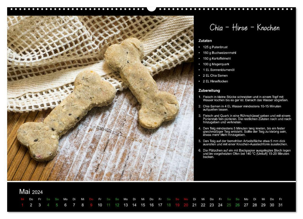 Cuisson des biscuits pour chiens - recettes pour toute l'année (calendrier mural CALVENDO 2024) 