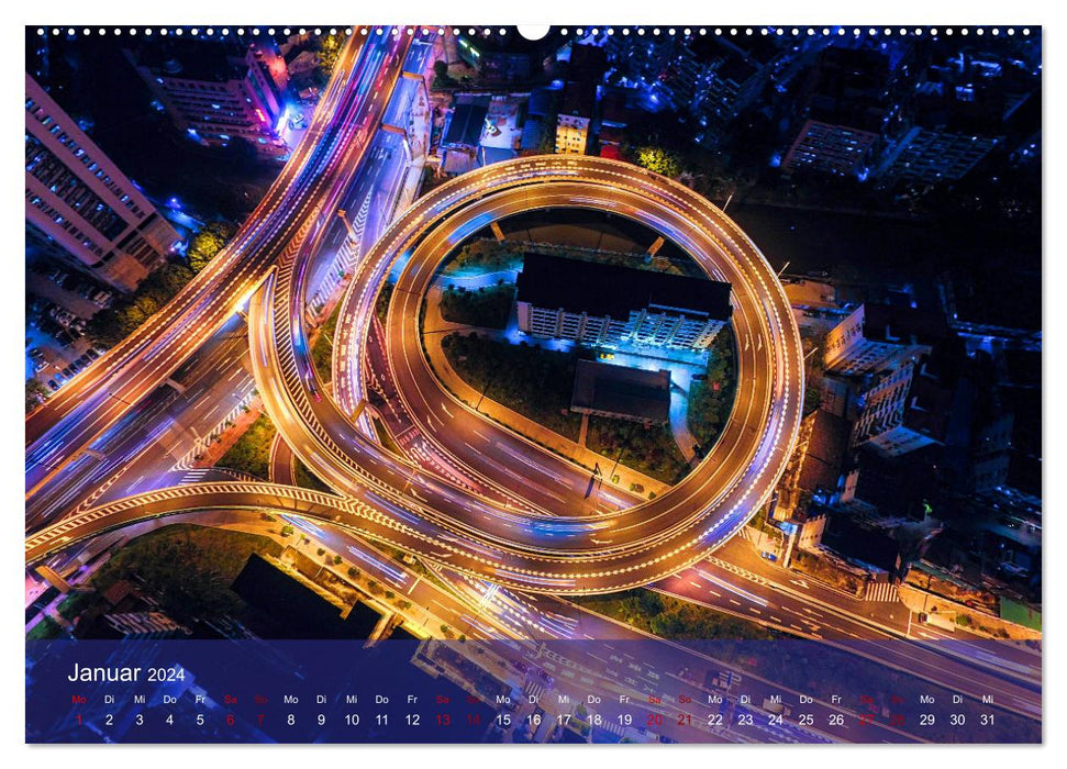 Traffic Lights - Großstadtverkehr der schönsten Metropolen von oben (CALVENDO Wandkalender 2024)