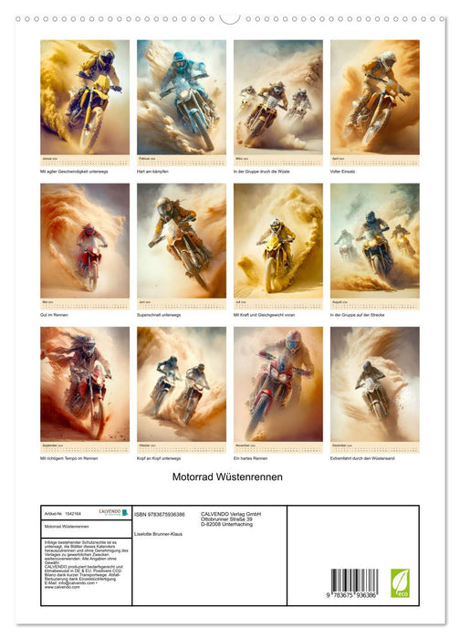 Motorrad Wüstenrennen (CALVENDO Premium Wandkalender 2024)