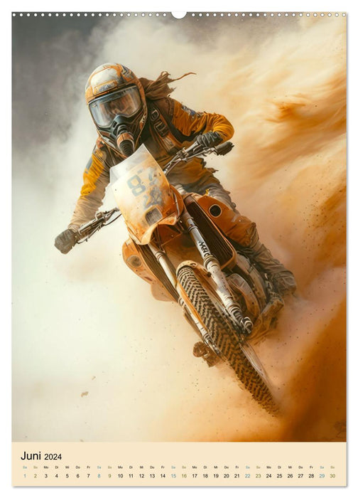 Motorrad Wüstenrennen (CALVENDO Premium Wandkalender 2024)