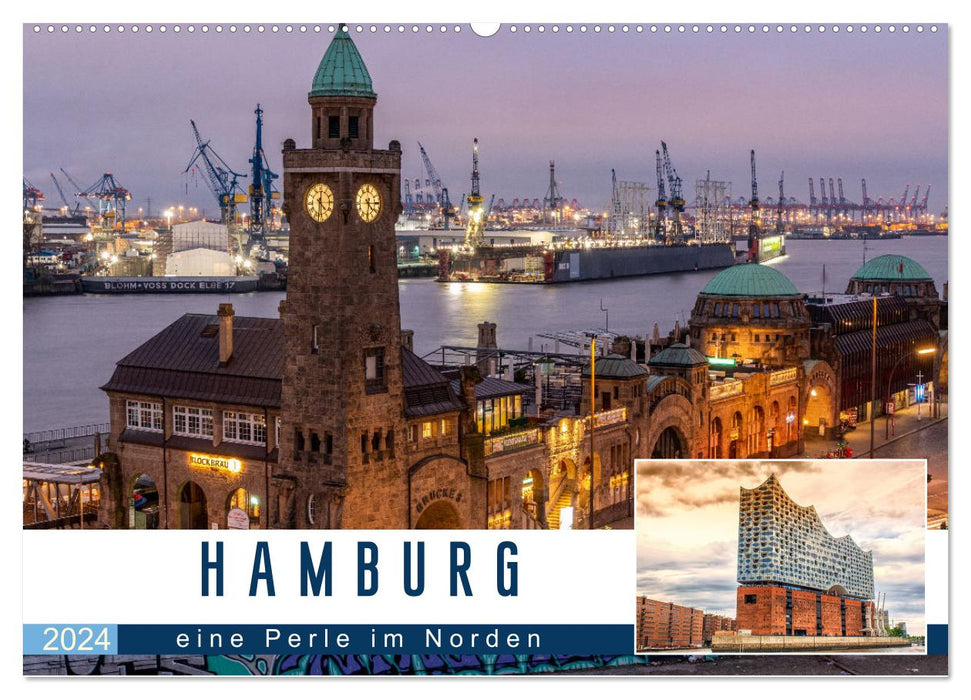 Hambourg, une perle du nord (calendrier mural CALVENDO 2024) 