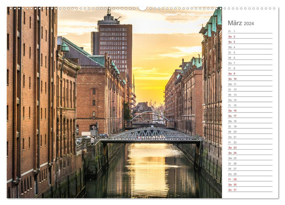 Hambourg, une perle du nord (calendrier mural CALVENDO 2024) 