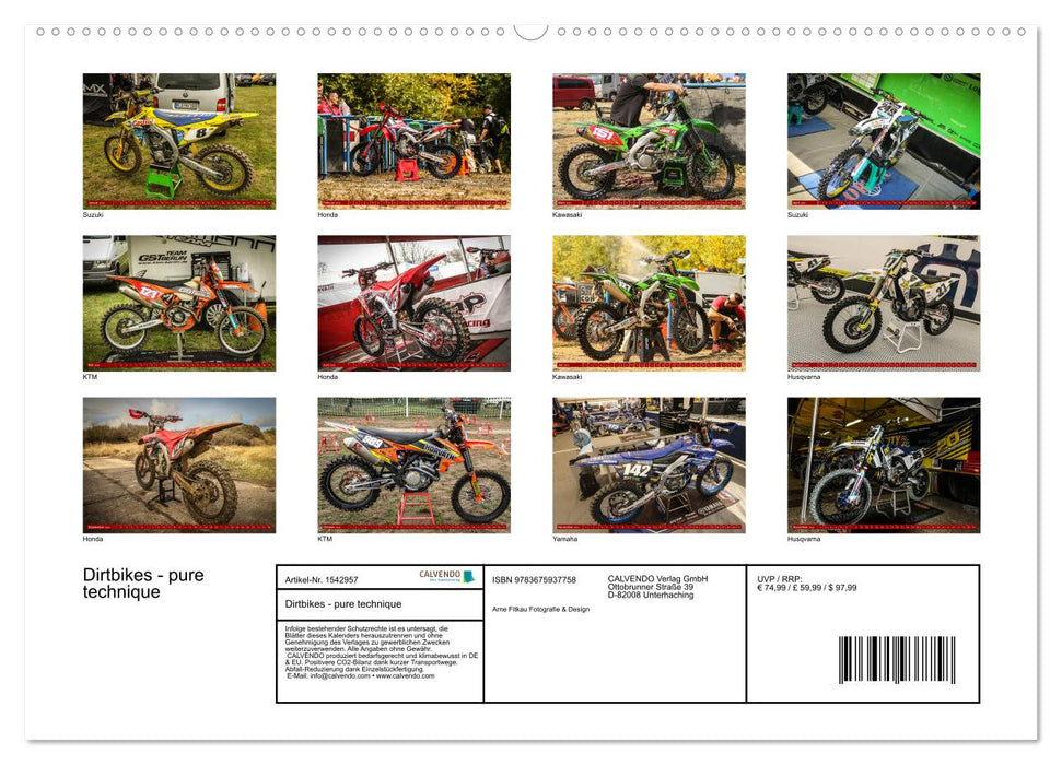 Dirtbikes - pure technique (CALVENDO Premium Wandkalender 2024)
