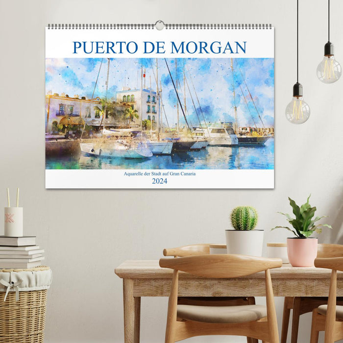 Puerto de Morgan - Aquarell der Hafenstadt auf Gran Canaria (CALVENDO Wandkalender 2024)