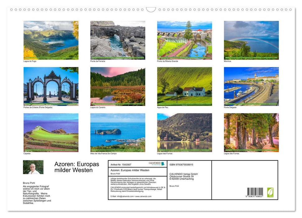 Açores : l'ouest doux de l'Europe (calendrier mural CALVENDO 2024) 