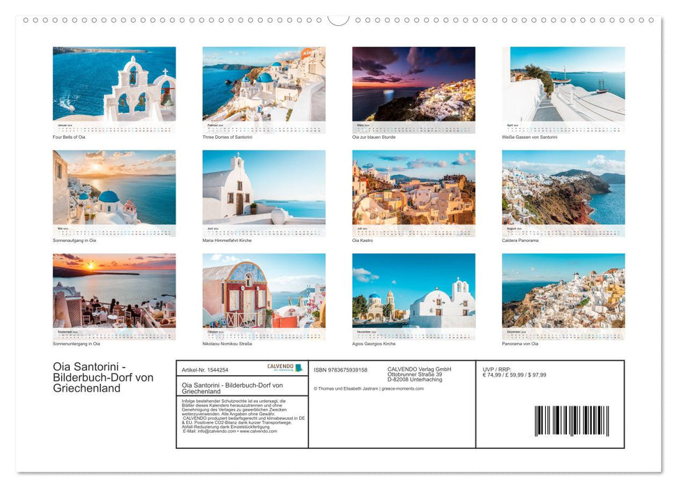 Oia Santorin – Village de livres d'images de Grèce (Calvendo Premium Wall Calendar 2024) 