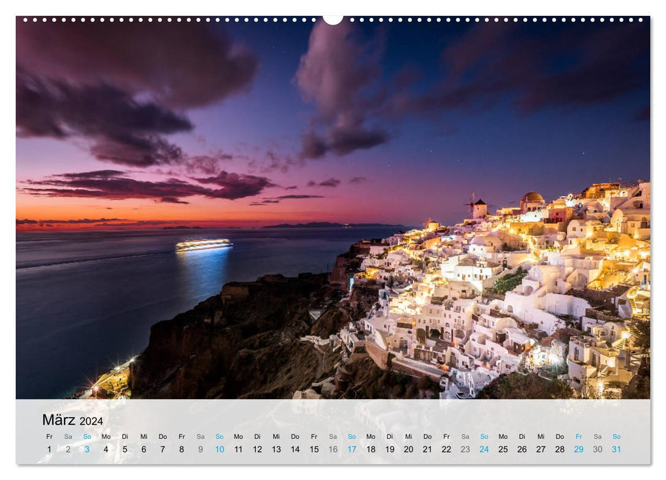 Oia Santorin – Village de livres d'images de Grèce (Calvendo Premium Wall Calendar 2024) 