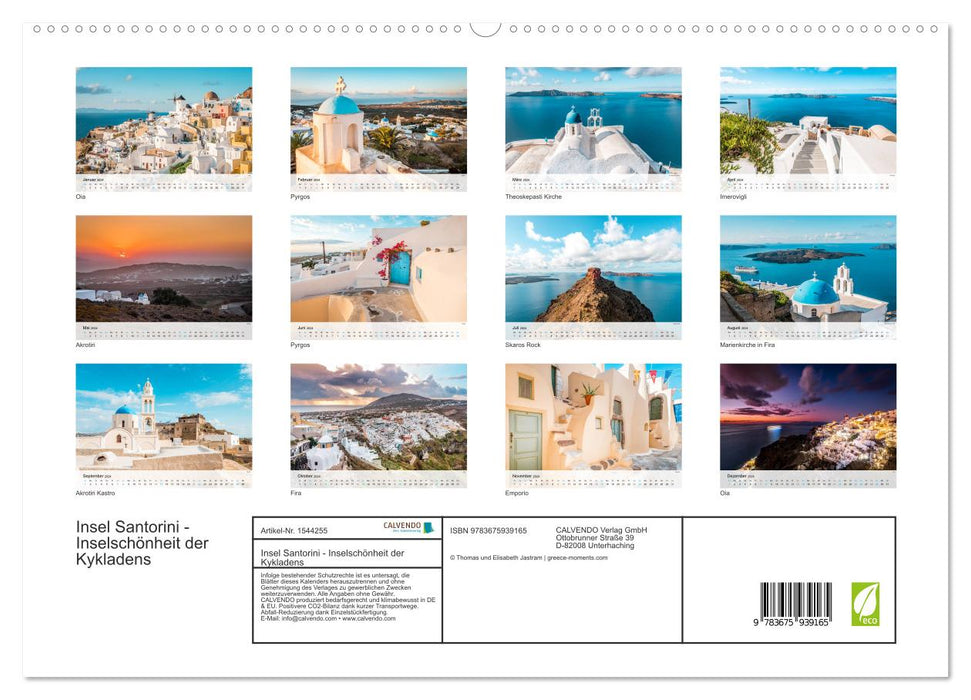 Insel Santorini - Inselschönheit der Kykladen (CALVENDO Premium Wandkalender 2024)