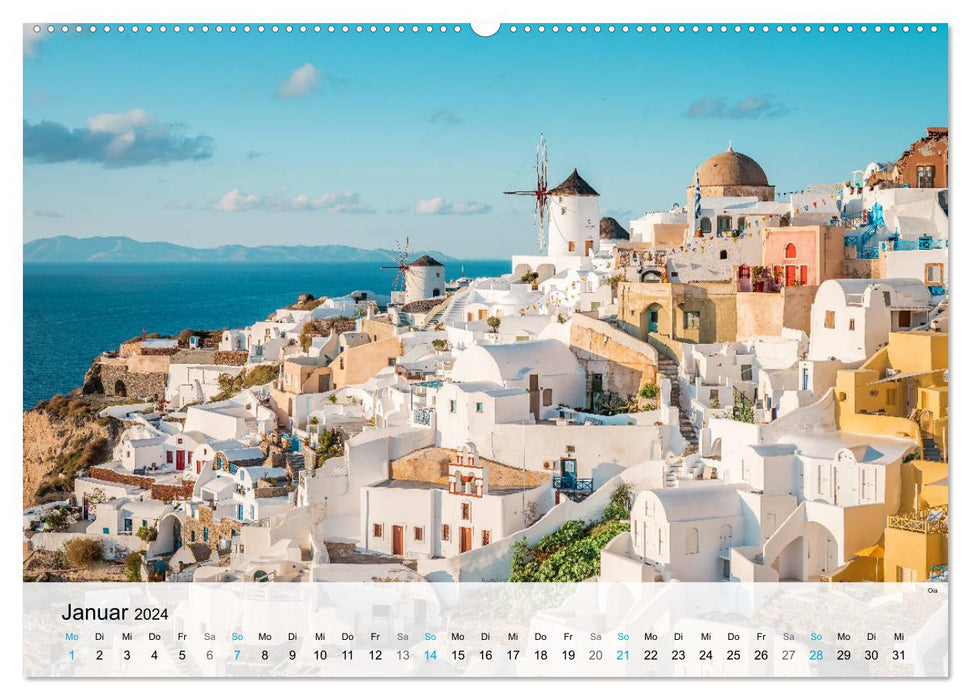 Insel Santorini - Inselschönheit der Kykladen (CALVENDO Premium Wandkalender 2024)