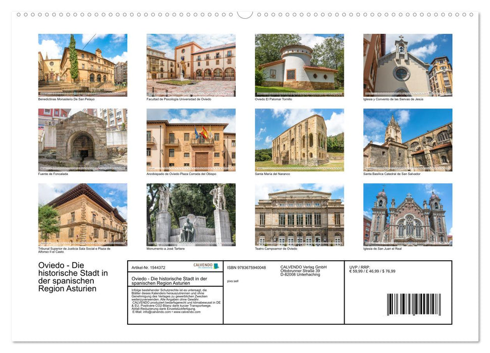 Oviedo - Die historische Stadt in der spanischen Region Asturien (CALVENDO Wandkalender 2024)