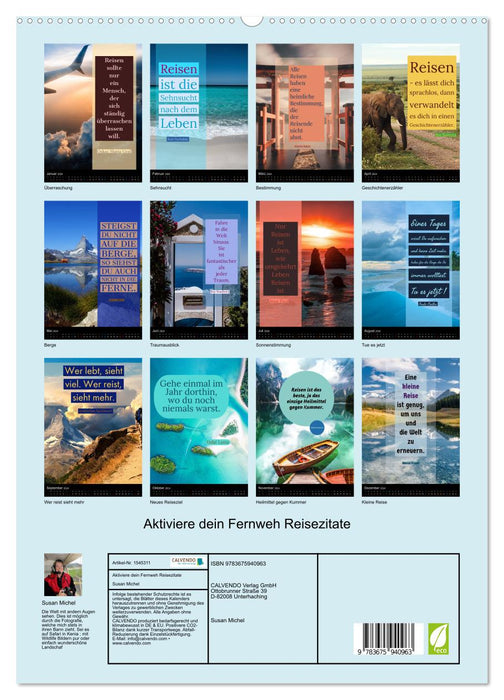 Aktiviere dein Fernweh Reisezitate (CALVENDO Premium Wandkalender 2024)