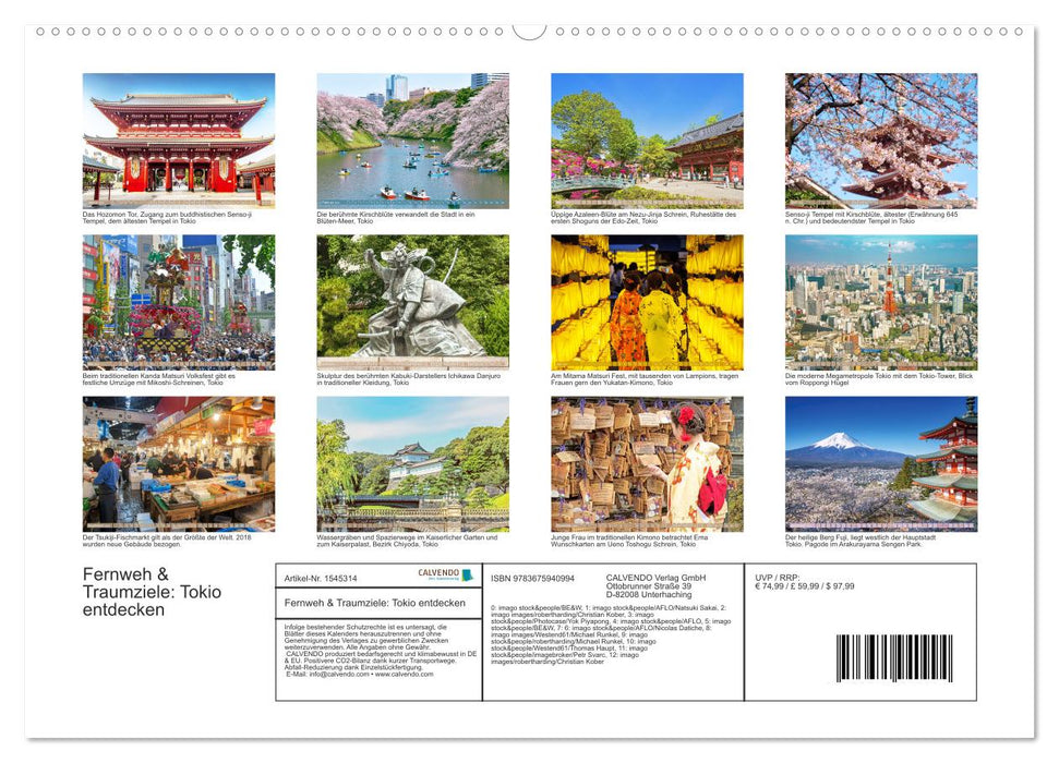 Esprit d'aventure et destinations de rêve : Découvrez Tokyo (Calendrier mural CALVENDO Premium 2024) 