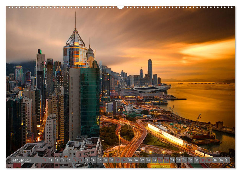 Hong Kong Citylights (CALVENDO Premium Wandkalender 2024)