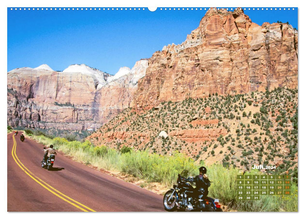Fernweh und Traumziele: Auf Motorrad-Tour in den USA (CALVENDO Premium Wandkalender 2024)