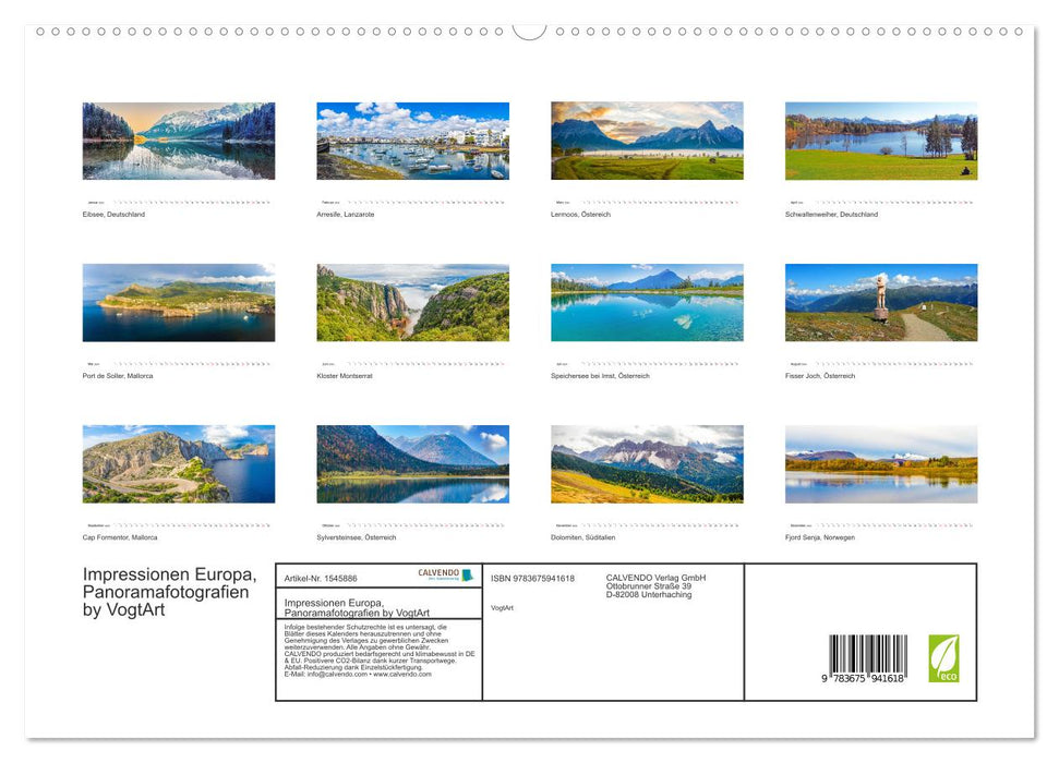 Impressionen Europa, Panoramafotografien by VogtArt (CALVENDO Premium Wandkalender 2024)