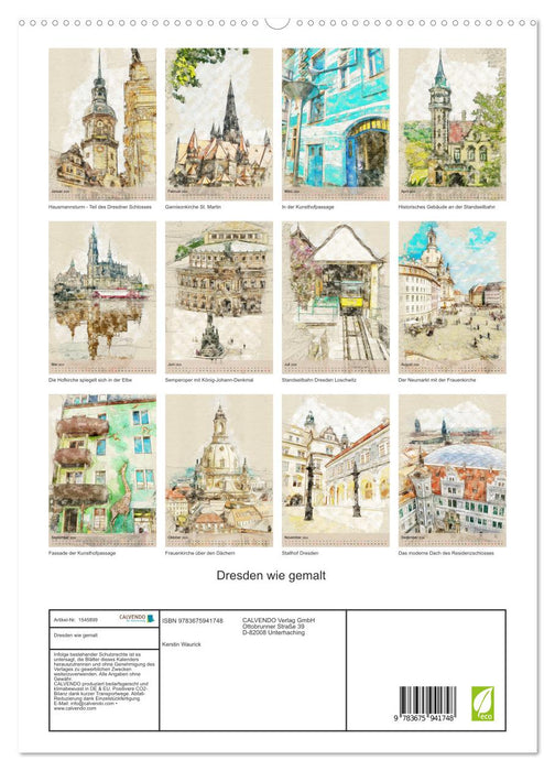 Dresden wie gemalt (CALVENDO Premium Wandkalender 2024)