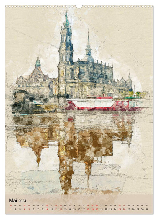 Dresden wie gemalt (CALVENDO Premium Wandkalender 2024)