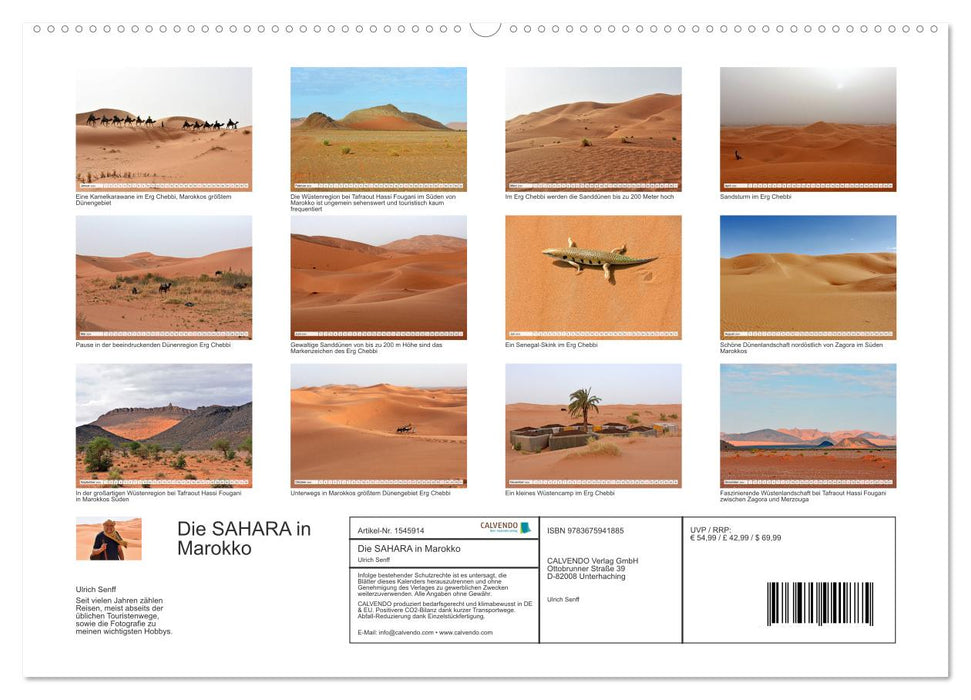 Die SAHARA in Marokko, Faszinierende Wüstenregionen (CALVENDO Wandkalender 2024)